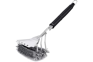 VDISRR Brosse Barbecue, 3 en 1 Brosse Nettoyage Barbecue avec Grattoir, Poils Acier Inoxydable Nettoyer Rapidement & Efficacement Tous Les Grils, Conception Horizontale, Zone de Raclage Plus Grande