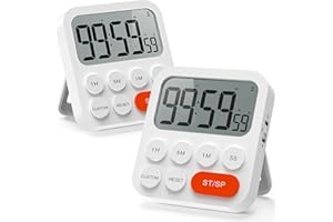 LIORQUE Cyfrowy minutnik kuchenny, magnetyczny stoper, zegar do jajek z zegarem, magnes, 3-stopniowa głośność, wyświetlacz LCD do gotowania, uprawiania sportu i nauki (2 sztuki, w zestawie baterie)