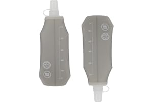 EGOO - 2x Soft Sports Water Bottle 500ml, Collapsible Soft Flask for Running, Hiking, Trail, Trekking, Lightweight Soft Hydration Flask (Grey)