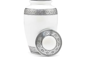 Eternal Harmony Cremation Urn for Human Ashes | Memorial Urn Carefully Handcrafted with Elegant Finishes to Honor and Remember Your Loved One | Adult Urn Large Size with Beautiful Velvet Bag (Pearl)