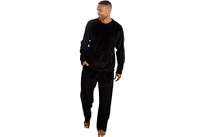 MICHAEL PAUL Mens Soft & Cosy Fleece Pyjamas | Warm PJ Set Nightwear Sleepwear Loungewear Modern Set with Check Bottoms | Soft Twosie Pyjama Set for Men Gifts for Him