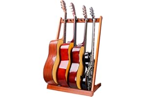 HILER PUNK Gitarrenständer, HilerPunk Mehrere Gitarrenständer aus Holz,Gitarren Bodenständer mit Filzpad-Pick Slot und verstellbaren Schaumstoff-Holzpfählen,Mehrere Gitarrenhalter für Zuhause oder Studio
