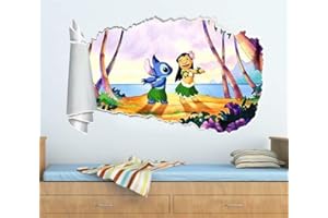 HUGF Wandtattoo Stitch 3d torn hole wall sticker decal art deco