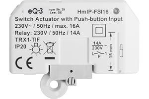 Homematic IP Smart Home Schaltaktor mit Tastereingang (16 A) – Unterputz, steuert Geräte und Leuchten per App, Alexa & Google Assistant, Energie sparen, 154346A0
