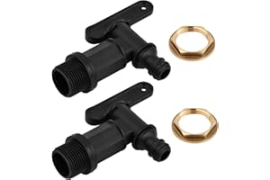 Wisebom 2 Stück Auslaufhahn für Regentonne, Wasserhahn für Regenwassertonne Auslaufhahn für Regentonne 3/4 Zoll kunststoff, Ersatzhahn mit Dichtung Kontermutter zum Garten Industrie Haushalt