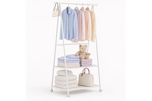 cecaro group – Stand Appendiabiti in Metallo con Ruote e Ripiani – Guardaroba 160x55x42 cm (Nero o Bianco) (Bianco)