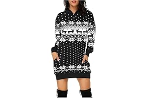 Jarseila Weihnachtspullover Damen Lustig Christmas Sweater Pullover Rundhalsausschnitt Hoodie Xmas Rentier Schneeflocke Weihnachten Geschenk