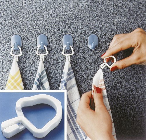 Wenko 4313120100 Aufhänge-Clips , 12-er, Kunststoff, je 2.8 x 0.6 x 3.9 cm, weiß