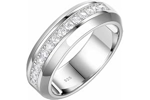 SweetJew Mens Wedding Band Ring White Gold 925 Sterling Silver 14 Round Cut Cubic Zirconia Promise Ring For Him Size O-Z+2
