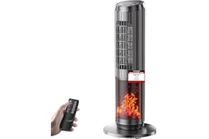 DOLASO Heizlüfter Energiesparend 2000W, Keramik Turm Elektroheizung mit Fernbedienung, Kamineffekt, Thermostat, Oszillation 70°, ECO, 3 Modi, 1-8Std Timer, Überhitzungs-Kippschutz, Leise für Büro, Wohnzimmer