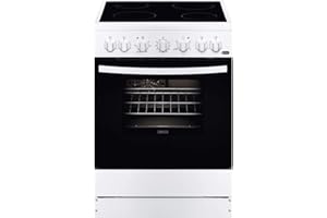 Zanussi ZCV65201WA Cocina independiente 85 x 60 x 60 cm, con placa vitrocerámica de 4 zonas, horno y grill eléctricos, multifunción de 5 programas, Clase A-10%, Blanco