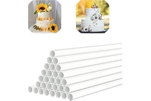 GRANTOP 24 varillas de taco para tartas, varillas de soporte de plástico blanco de 9.5 pulgadas para construcción y apilamiento de pasteles escalonados