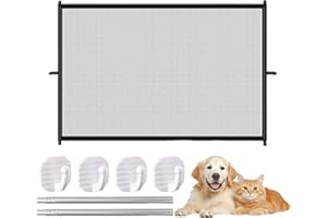 UIEXAY Barrière De Sécurité Rétractable 110*72 Cm, Barriere De Securite Enfant Extensible, Barriere De Securite Enroulable Pour Enfants Et Aux Chiens Petits Moyens, Grands Avec 4 Crochets Et 2 Tubes