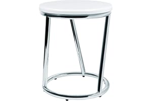 ‎LIBARO Libaro Badhocker Salina, Metall Chrom glänzend, Sitzhocker rund, Hocker weiß im Design Bar Stool Barhocker, als Küchenhocker Schemel oder Sitzbank im Flur, Toilettenhocker hoch für Erwachsene