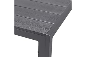 FineHome Schöner Aluminium Gartentisch anthrazit Esstisch Gartenmöbel Tisch Holzimitat wetterfest 160x90x74cm