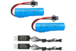 ZYGY 2PCS 3.7V 1200mAh Li-ion Enchufe SM - 2P de batería con cargador USB para DE68 DE44 DE45 DE58 DE49 DE57 DE70 Vehículo acrobático de control remoto de doble cara camión RC vehículo de control remo