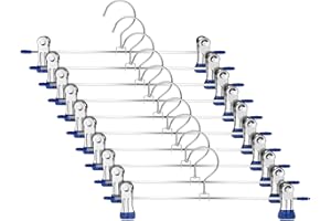 Dunkwckore 10 Pcs Perchas para Pantalones, 30cm Perchas de Metal con Pinzas Clips Antideslizantes, Revestimiento Metal Cromado Ahorra Espacio para Pantalones Shorts Faldas Calcetines y Ropa Interior