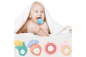 GERCHAM Zestaw zabawek dla dzieci, grzechotki, 5 sztuk, wytrząsarka do ząbkowania, zabawka obrotowa dla dzieci w wieku 0-12 miesięcy, grzechotka, zestaw zabawek do zębów
