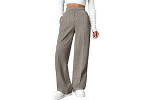 YUGHGH Pantalon Jogging Femme Pantalon de Sport Femme Taille Haute Pantalon Large de Survêtement Femme avec Poches Pantalons de Chaud Décontractés Femme Couleur Unie Sweatpants Hiver pour Fitness
