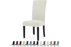YSTELLAA Fundas Sillas De Comedor Pack 4, Fundas Sillas Ajustables, con Respaldo, Súper Elástica, Universal, Fácil De Instalar, Lavables, para Comedor Sala Cocina, Natural