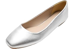ANUFER Damen Ballerinas Spitze Zehe Mikrofaserleder Schlüpfen Kleid Pumpt Schuhe