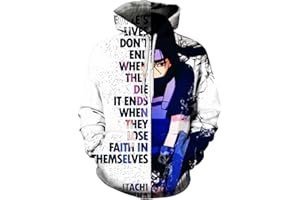 CHENMA Herren Anime Kakashi Itachi 3D-Druck Pullover Kapuzen-Sweatshirt mit Kängurutasche