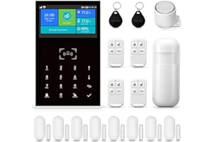 PGST Système d'alarme Complet, WiFi + GSM 2G Kit de système d'alarme antivol Domestique sans Fil Tuya Smartlife APP Alexa, avec capteur de Porte fenêtre Sirène de sécurité pour la Maison