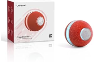 Cheerble Interaktives Katzenspielzeug, Intelligenter Katzenball mit 3 Interaktiven Modi, Katzenspielzeug Ball Elektrisch mit LED-Leuchten, Automatisches Katzenspielzeug, Katzen Spielball für Katze,Rot