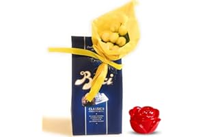 NARAMAKI Baci Perugina Regalo Festa della Donna |8 Marzo 2025 - Baci Perugina Classico 125 g + Mimosa Finta Bouquet + Rosa Rossa Luminosa - Regalo Donna/Amica