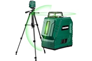 Laser Level with Adjustable 1.2m Tripod, RockSeed 1x360° Horizontal and 1x 150° Vertical Green Laser Line Self-Leveling, Rechargable Laser Leveler, for Hanging Pictures/Wall Construction