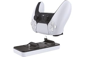 DR1TECH GamePow+ Base di Ricarica per Dualsense PS5 con Ricarica Rapida - Doppio Caricatore Controller Wireless per PS5 con Plug Removibili