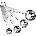 Parage 4 Pieces Stainless Steel Measuring Spoon Set for Measuring Dry & Liquid Ingredients/Cooking & Baking Cakes with Permanent Engraved Accurate Measurements (Set of 4)