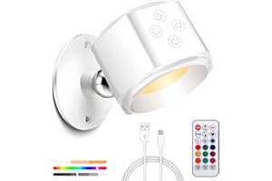 BGIUSQF Aplique Pared Interior, Lampara de Pared Magnetica, Luces de Pared LED con 6 Colores RGB, Rotación de 360° Apliques Pared Dormitorio, Control Táctil y Remoto, Lámpara de Pared