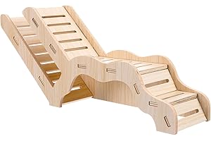 HJZHII HJZHI Vielseitiges Hamsterversteck und Erkundungstunnel, Hamsterhaus mit Kletterleiter aus Holz für Rennmäuse, Hamster, Kleine Haustiere Zubehör(B Stil)