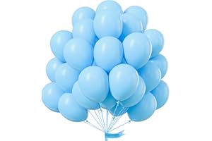 PartyWoo Light Blue Balloons - 50pcs 12in Matte Blue Balloons for Garland or Arch, Birthday & Baby Shower Decorations