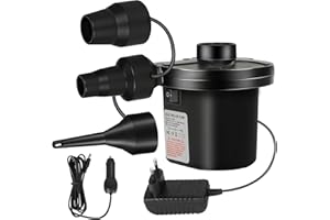 TAVADA Pompa Elettrica,Pompa ad Aria Elettrica,Gonfiatore Elettrico Portatile per Casa e Auto,2 In 1 Gonfi Aggio E Deflate,con 3 Ugelli D'aria,per Piscina Donfiabile,Materasso,Campeggio