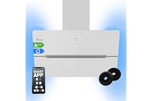 KKT KOLBE Okap kuchenny 80 cm | okap ścienny bez głowy | stal nierdzewna | białe szkło | Wi-Fi | automatyczne doładowanie | oświetlenie LED RGB | obsługa SensorTouch | ECCO809WHCM