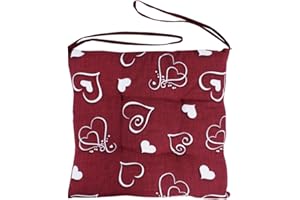 SARANI Coprisedia 6 Cuscini Sedia Lacci Double Face Quattro Punti Imbottiti Fantasia Cuore Shabby Cucina Sala Cotone (Bodeaux)