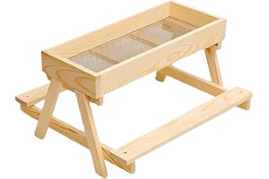 Kyckling Picknickbordsmatare - Kapacitet Mesh Bottenställ, Fjäderfämatningsplattform, Backyard Coop Tillbehör, Förhöjt Fågelbord