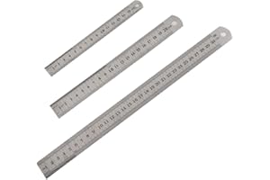 YOTINO 3Pcs Righelli in acciaio inossidabile Precisione bilaterale in metallo metrica e righello con bordo dritto imperiale di precisione 15 cm / 20 cm / 30 cm per disegni da ufficio, la tecnica