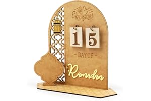PEEOED Calendrier Ramadan, Decoration Ramadan, Calendrier Ramadan en Bois de Compte à Rebours de 30 Jours, Calendrier l'Aïd Mubarak, Rustique Calendrier l'avent Ramadan, Décoration Ramadan 2024 Maison (B)