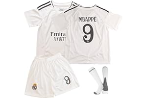 Oirigaga Conjunto de camiseta de fútbol para niños, camiseta de fútbol para niños de 6 a 13 años, camiseta de fútbol KM9 con pantalones cortos de manga corta, calcetines transpirables, de secado