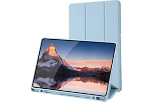 PALKITSEE Case for Samsung Galaxy Tab S6 Lite Tablet with Pencil Holder(SM-P620N/P625N/P610/P613/P615/P619), Cover for Samsung Galaxy Tab S6 Lite 10.4 inch 2024/2022/2020 (Sky Blue)