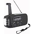 Portable Emergency Radio, Wind Up Solar Hand Crank Powered Weather Radio with AM/FM Tuner, 2000mAh USB Phone Charger, SOS Alarm, Bright LED Flashlight for Household and Outdoor Camping, Activities