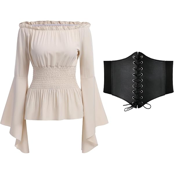 Blusa Gótica Vintage Para Mujer – Hombros Descubiertos, Volantes Y Estilo Medieval