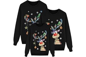 GENÉRICO Navideñas Sudaderas Familiares Suéter Invierno Jersey Navideño Familiar Manga Larga Pullover Mujer Hombre Niño Niña Chica Chico Christmas Jumper
