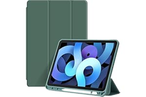 Billionn etui na iPada 9/8/7 (10,2 cala, model 2021/2020/2019, 9/8/7 generacji), przechowywanie ołówków, inteligentne etui z trzema klapkami, automatyczne uśpienie/budzik, ciemnozielone