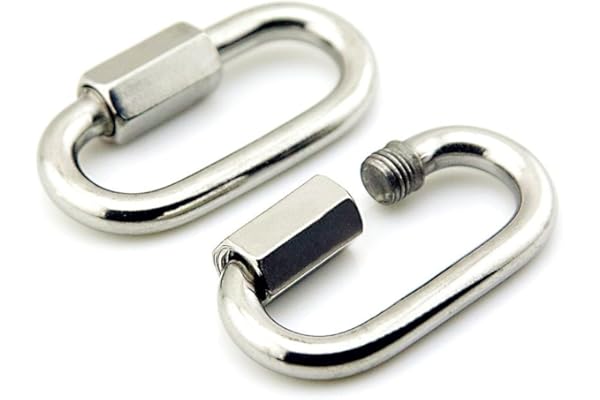 Yasorn 2-Pack M8 en Acier Inoxydable D Forme Mousqueton Quick Link Keychain Buckle