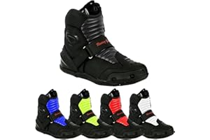 ZXT MOTO Motorbike Racing Biker Shoes Motorcycle Genuine Leather Boots UK-10 Size 8 9 Black Sports Adventure Touring Mens