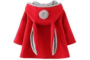 Odziezet Cappotto con Cappuccio Coniglio da Bambina Giacca Incappucciato per Inverno Autunno 0-6 Anni